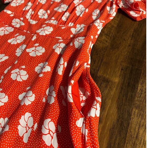 Boden Anthropologie Women’s 6 Dress Midi Fit Flare Short Sleeve Floral Pockets - Picture 3 of 12